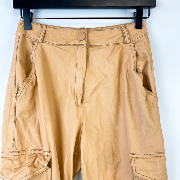 A. Brand Brazilian Brand (36) Fits W24 Leather Cargo Jogger Pants Beige Womens - Picture 2 of 12